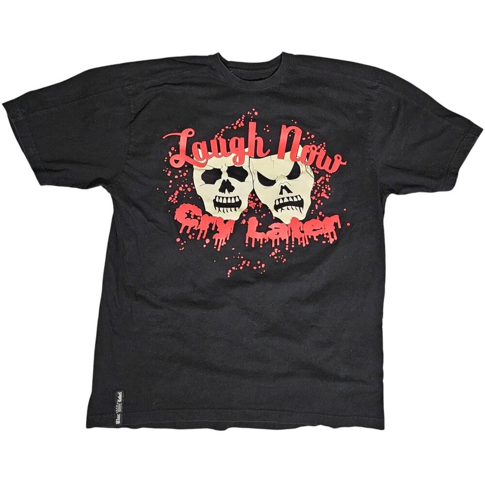 Blac Label T-Shirt Laugh Now Cry Later Skull Mask Graphic Black Red *READ* XL